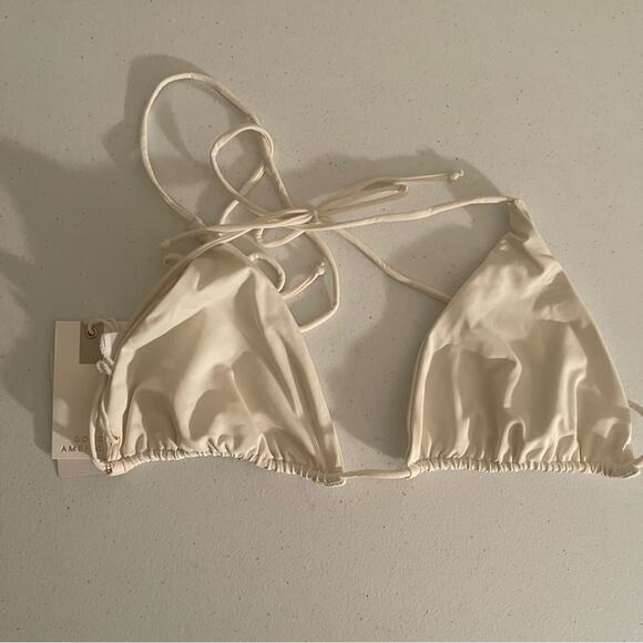 NWT Good American Tiny Ties Bikini swim bathing  Suit Neon bottoms Ivory top L - Picture 3 of 6